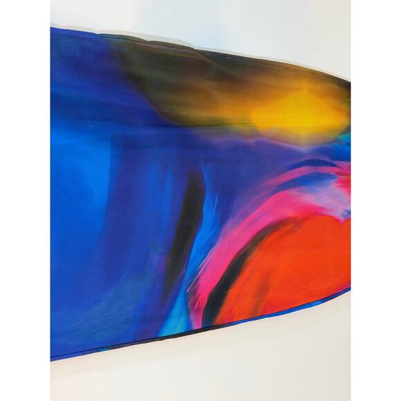 Zara Printed Rainbow Tulle Midi Skirt Womens Small Artsy Mesh Festival Blue - Picture 11 of 15